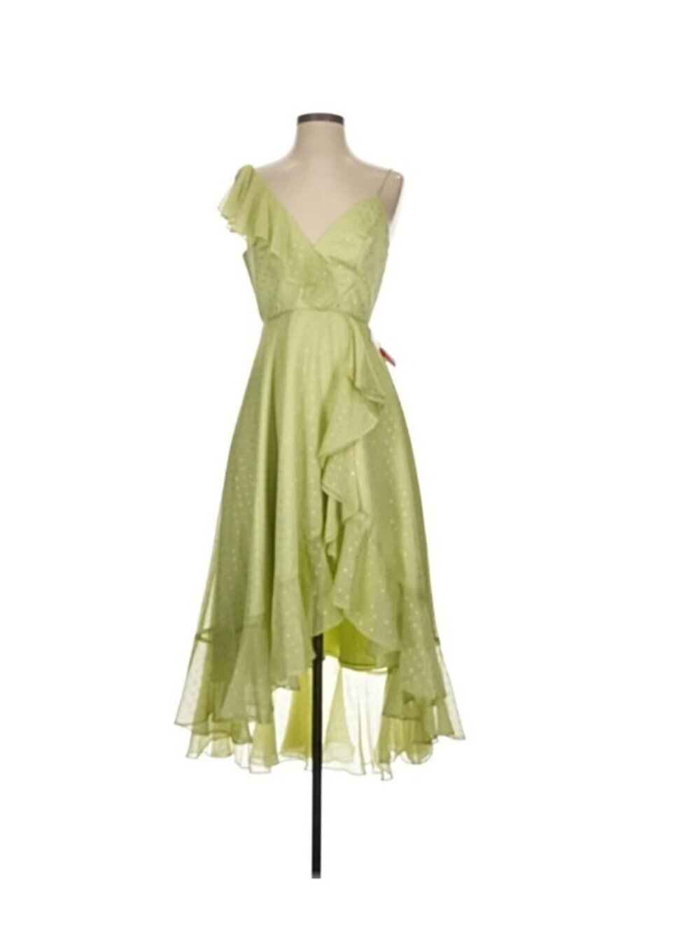 Mac Duggal Ruffle High Low Cocktail Dress Sz 0 Green NWT Formal Gala Bridesmaids - Picture 2 of 8